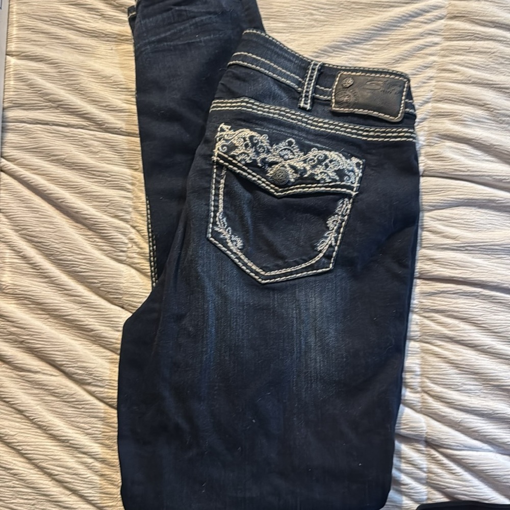 Silver Jeans (from Buckle) Blue Skinny Jeans with Vintage Wash, Like New Size 31